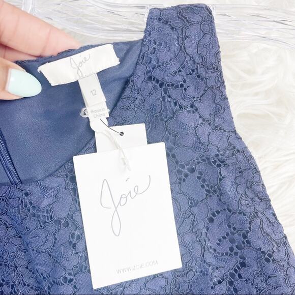 Joie Women's Adisa Lace Back Zip Navy Blue Sleeveless Dress Size 12 - Picture 3 of 5